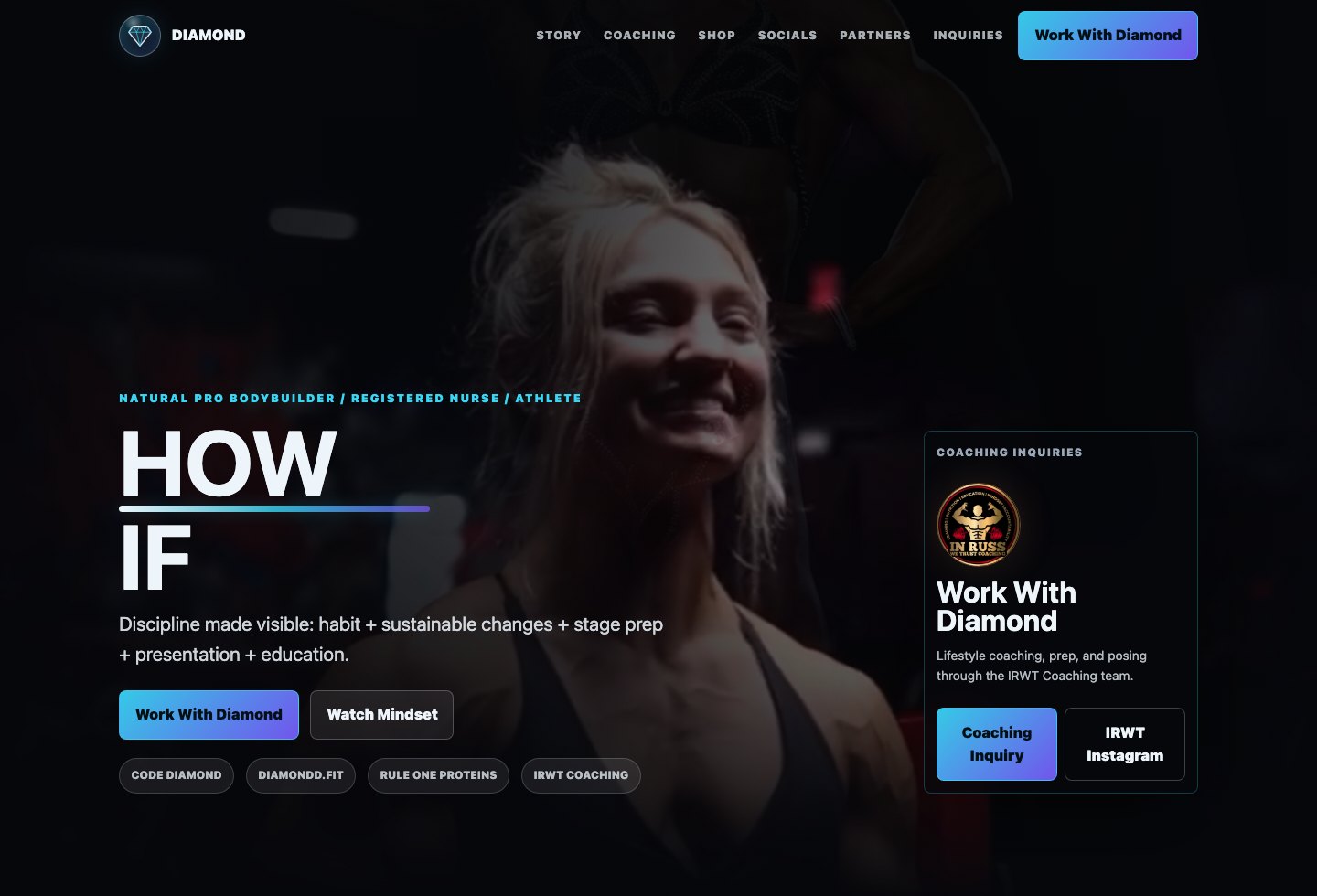 Diamond creator website desktop preview