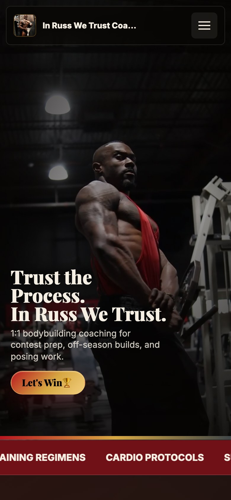 In Russ We Trust Coaching website mobile preview
